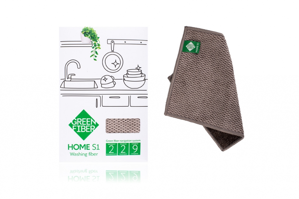 Green Fiber HOME S1, Файбер для мытья посуды, серый